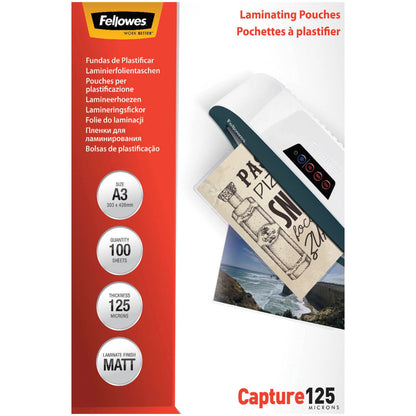 Fellowes Matt laminating pouches 125 micron, A3  100-pack