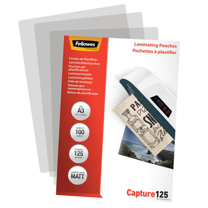 Fellowes Matt laminating pouches 125 micron, A3  100-pack