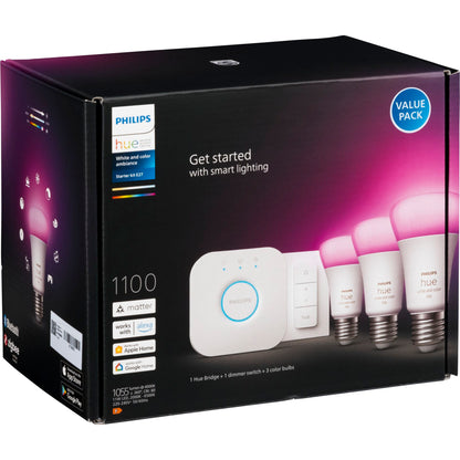 Philips Hue LED Lamp  E27 3-Pack White Color Amb. + Set