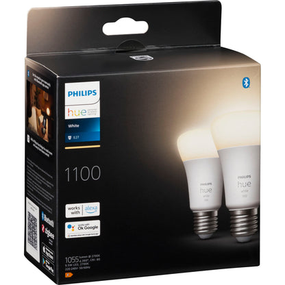 Philips Hue LED Lamp E27 2-Pack Set 9,5W 1100lm White