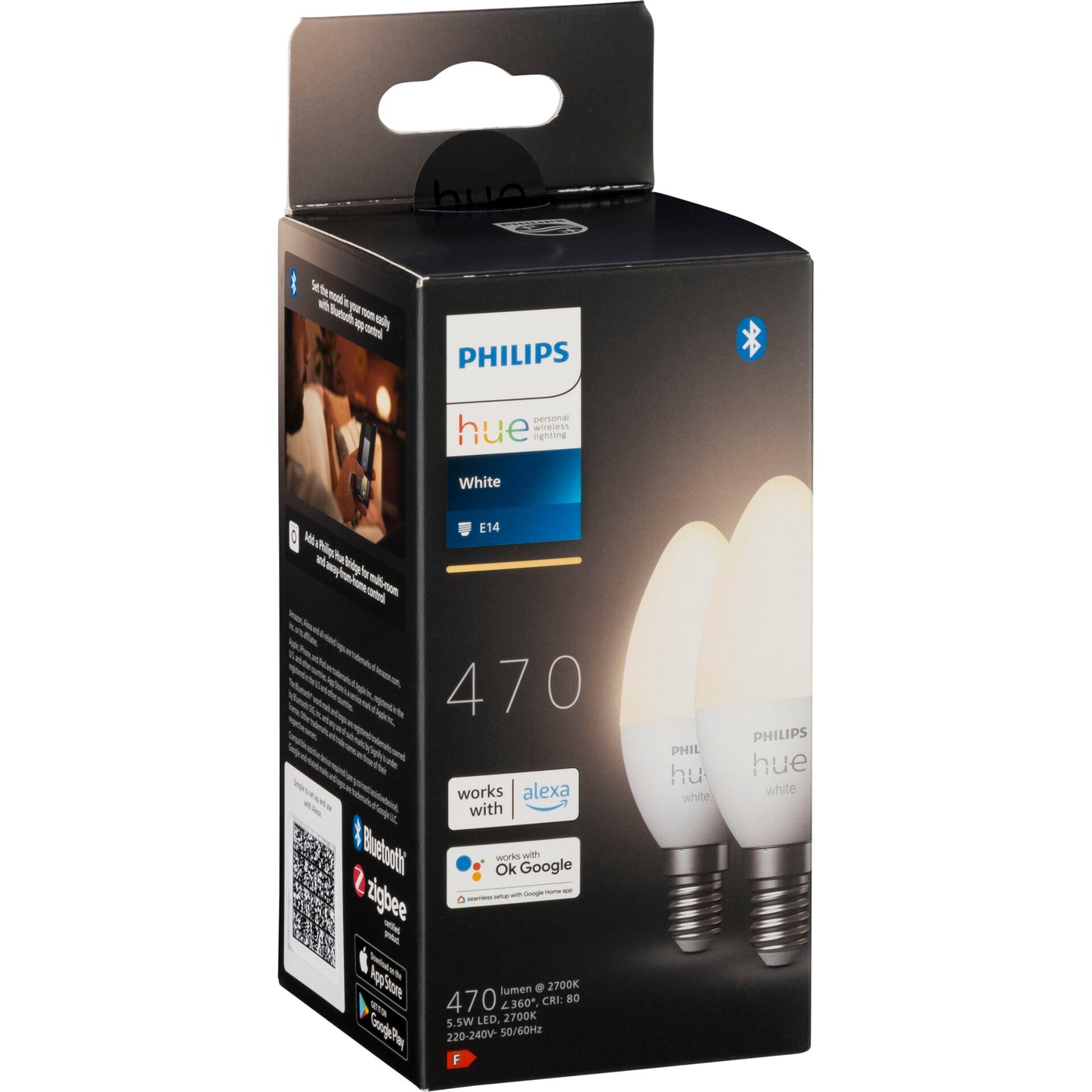 Philips Hue LED Lamp E14 2-Pack Set 5,5W 470lm White