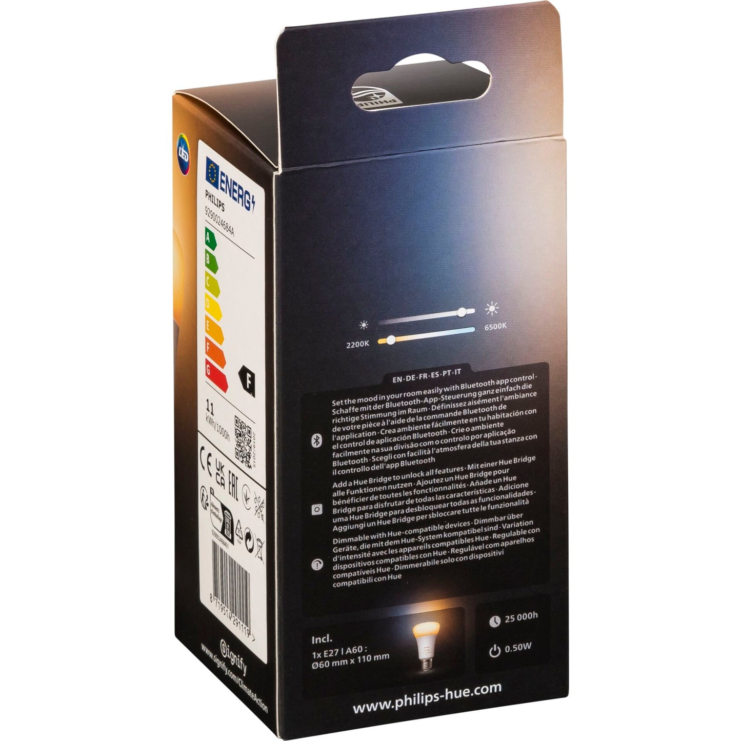 Philips Hue LED Lamp E27 11W 1100lm White Ambiance