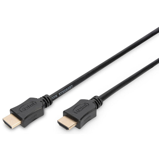DIGITUS HDMI HighSpeed Ethernet HDMI, 5m, 4K 30p, gold, sw