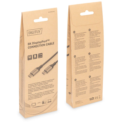 DIGITUS 8K DisplayPort Cable 1.4 Version, 60Hz, DP/DP, black 2m