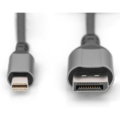 DIGITUS 8K DisplayPort Cable 1.4 60Hz, mini DP/DP, Alu black 2m