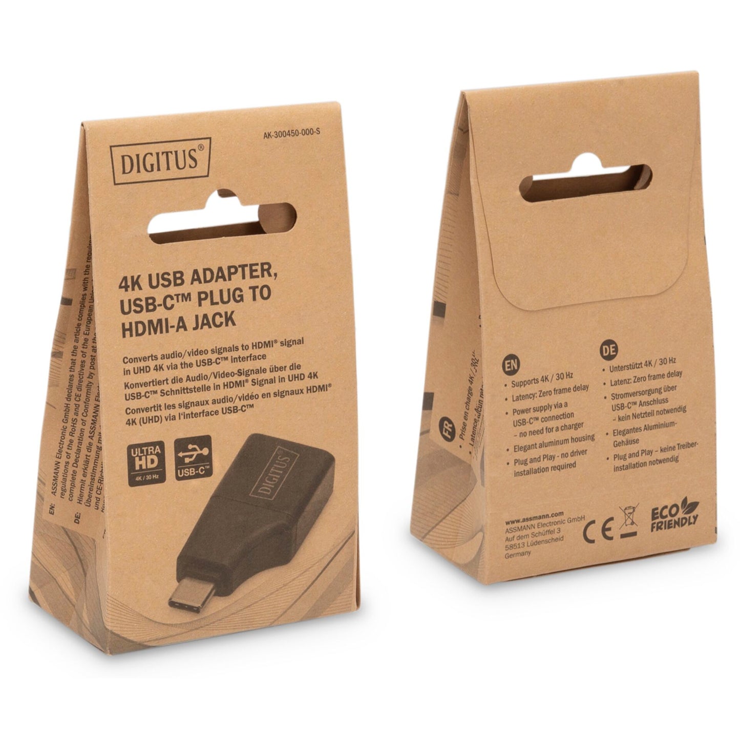DIGITUS 4K  USB-C on HDMI Typ-A Adapt.4K/30HZ Alumi. Case black