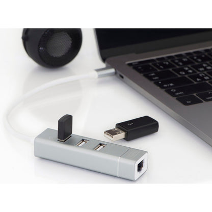 DIGITUS USB Type-C 3-Port Hub + Fast Ethernet LAN-Adapt DA-70253