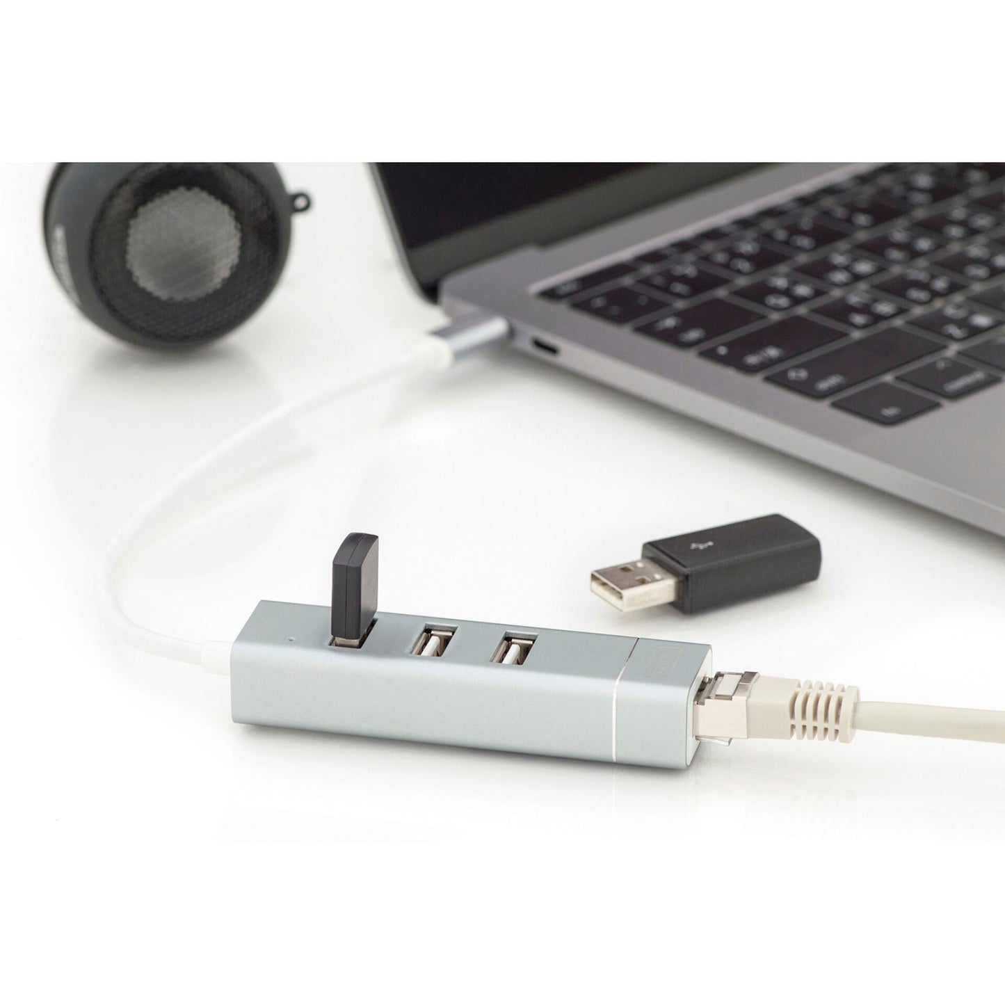 DIGITUS USB Type-C 3-Port Hub + Fast Ethernet LAN-Adapt DA-70253