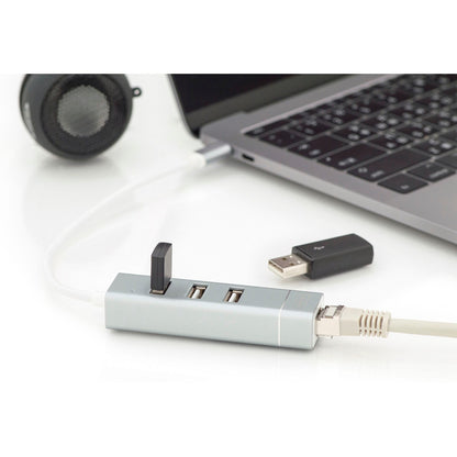DIGITUS USB Type-C 3-Port Hub + Fast Ethernet LAN-Adapt DA-70253
