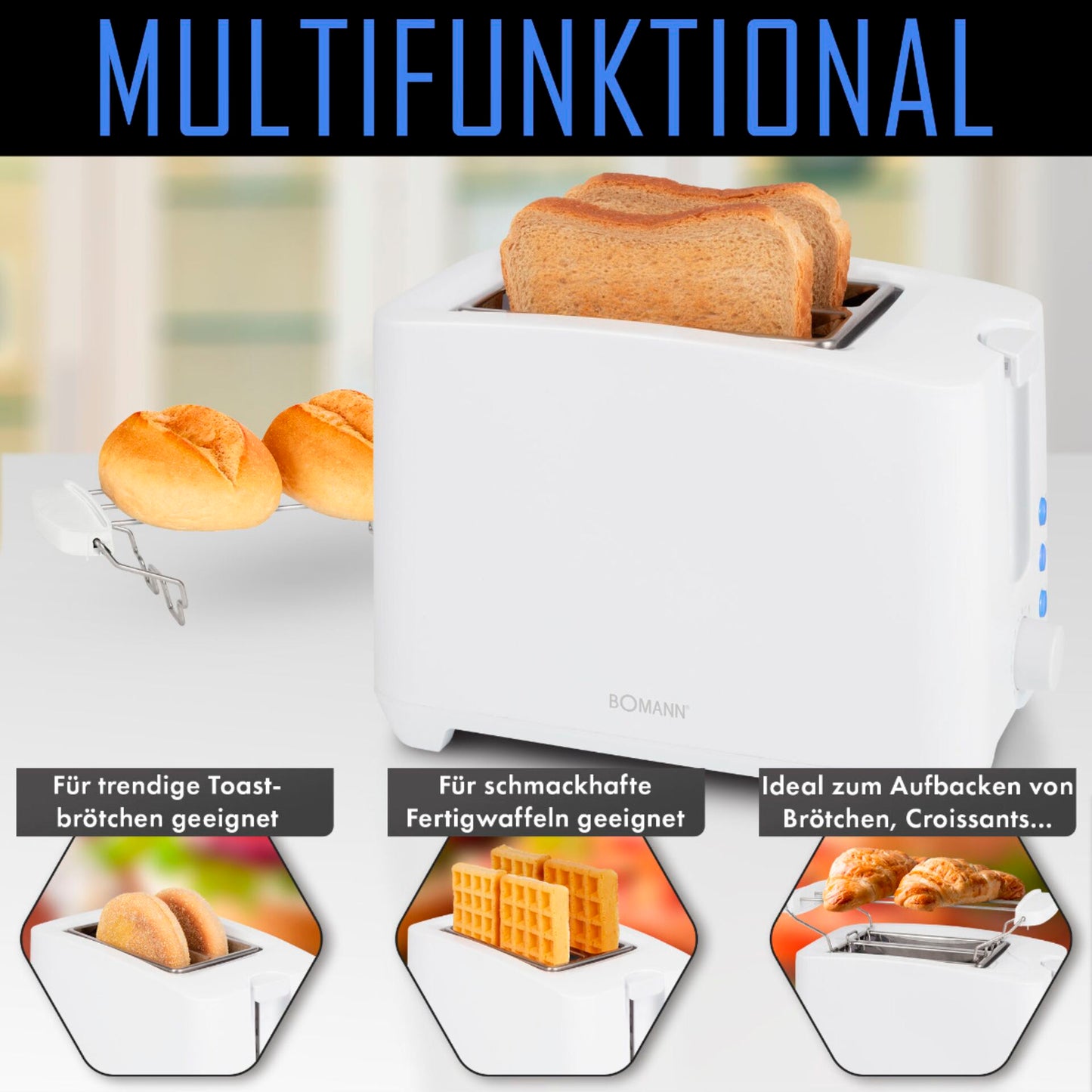 Bomann TA 6065 CB white 2 Slice Toaster