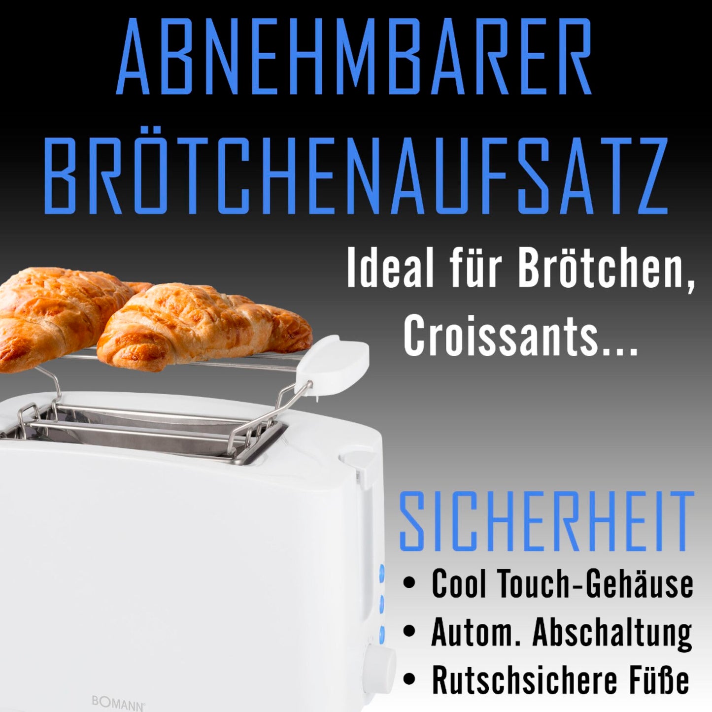 Bomann TA 6065 CB white 2 Slice Toaster