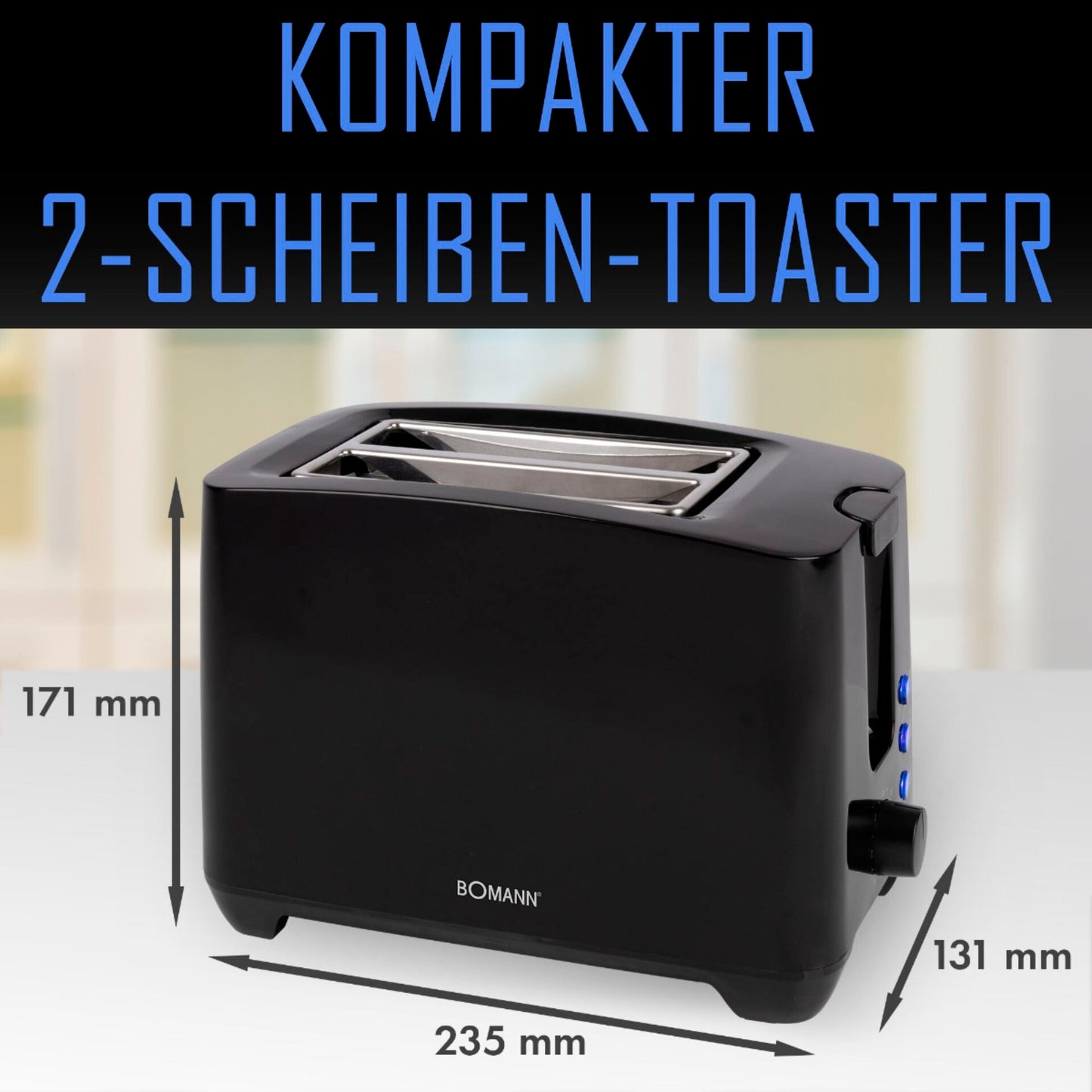 Bomann TA 6065 CB black 2 Slice Toaster