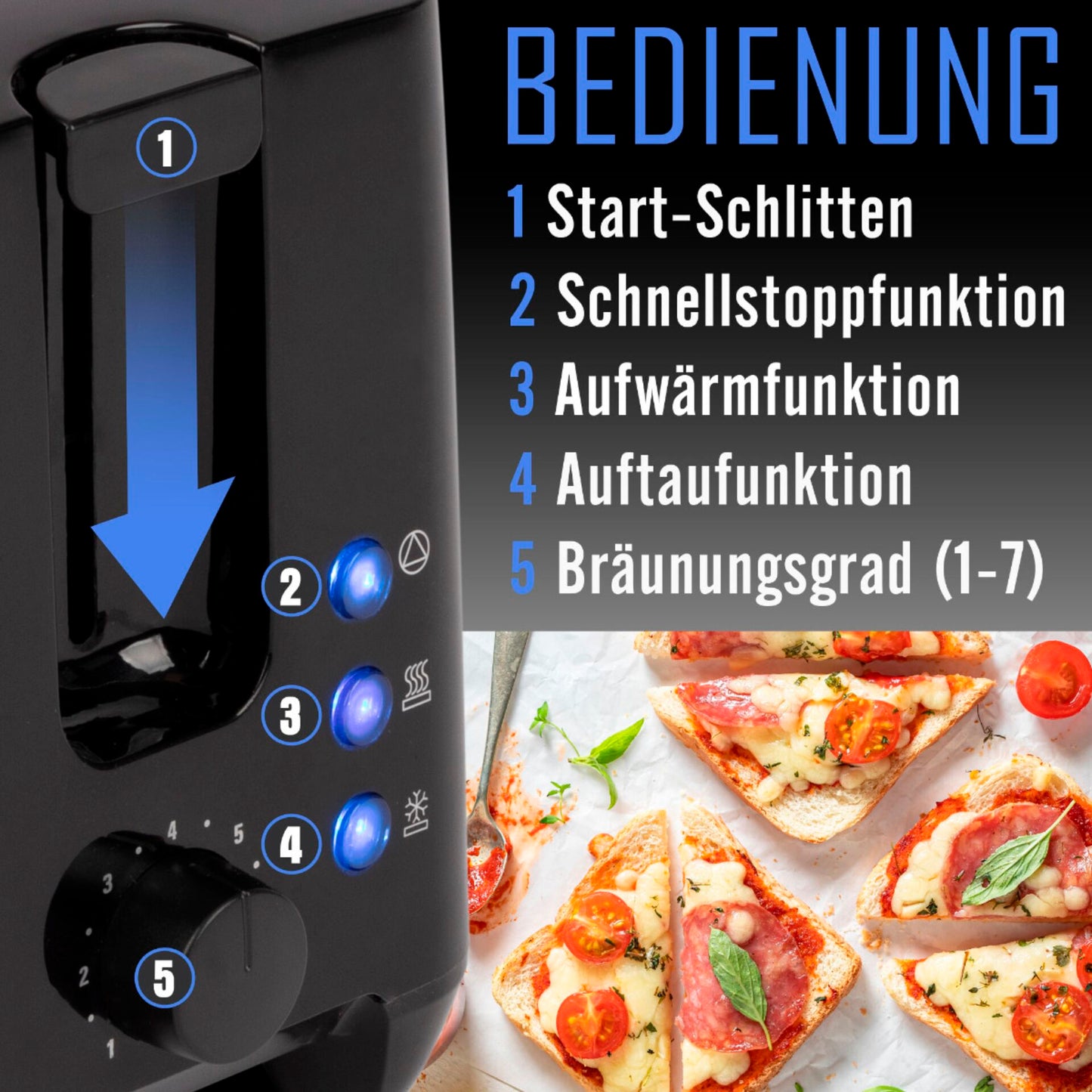 Bomann TA 6065 CB black 2 Slice Toaster