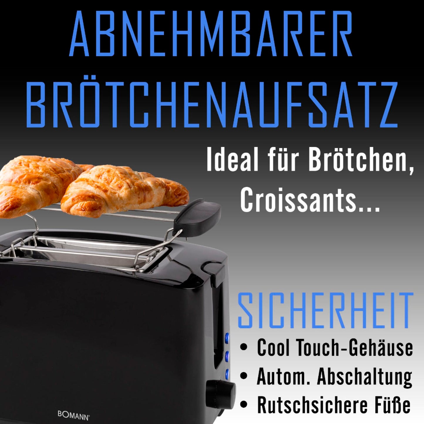Bomann TA 6065 CB black 2 Slice Toaster