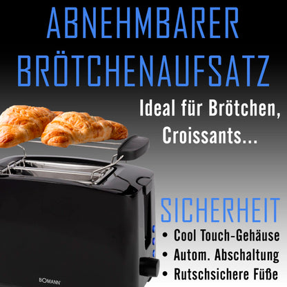 Bomann TA 6065 CB black 2 Slice Toaster