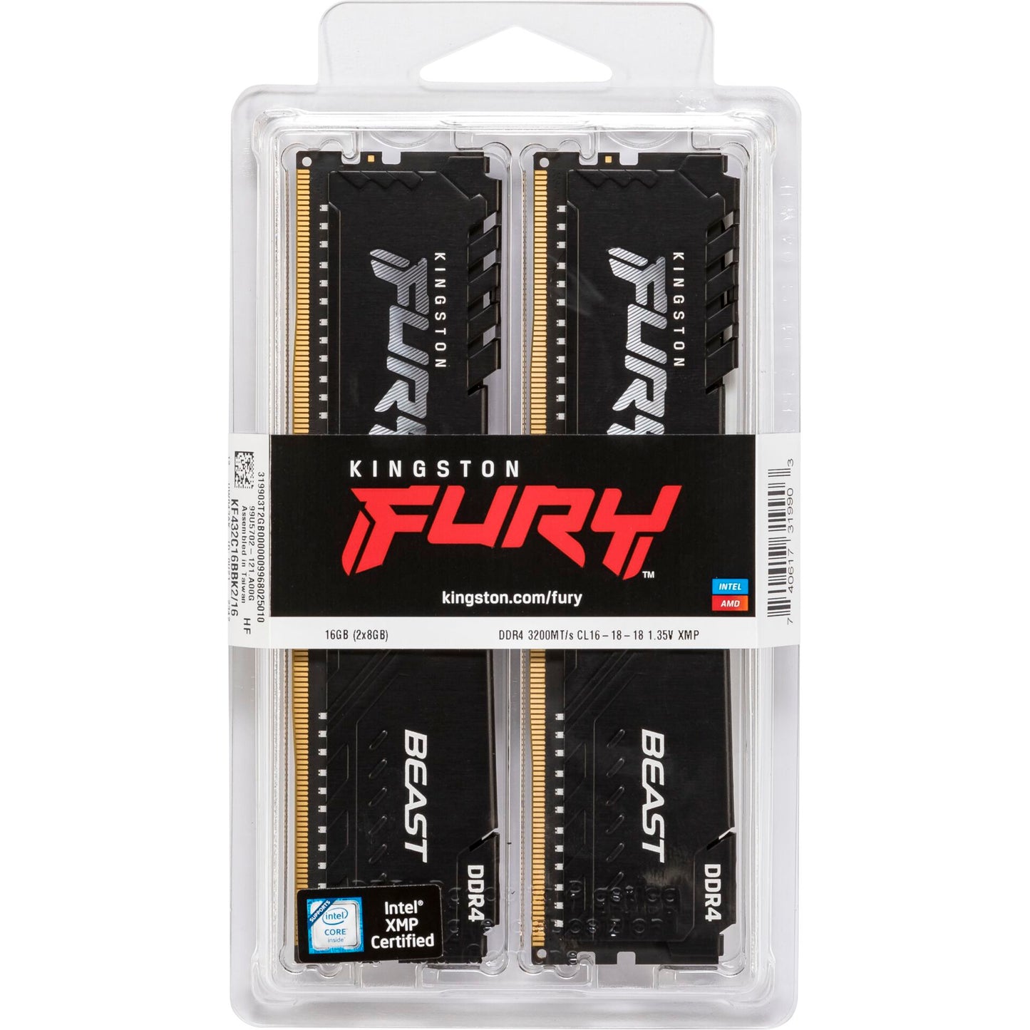 Kingston D4 3200 K2         16GB 2x8GB C16 FURY Beast Black