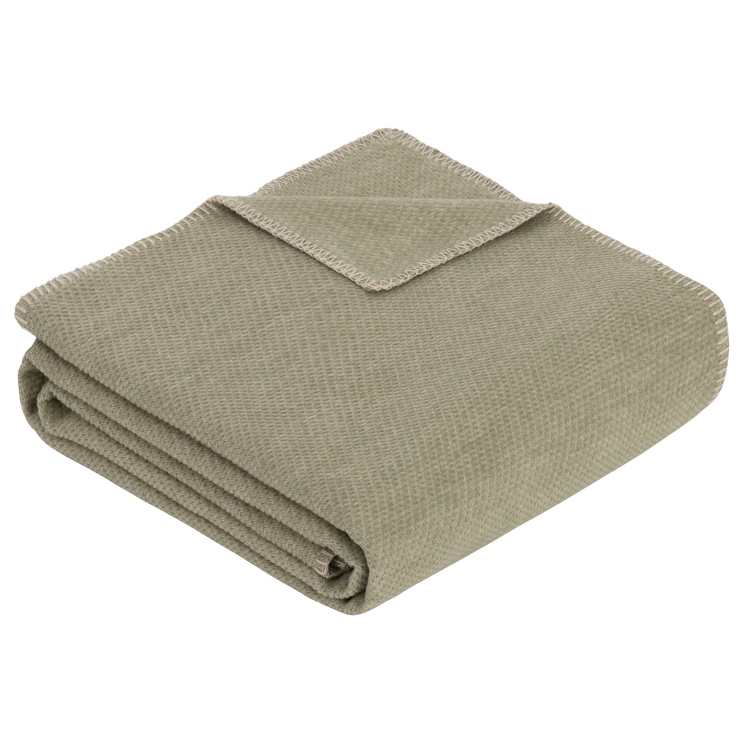 Ibena Uni Structure Blanket green Charlotte GOTS, 140x200cm