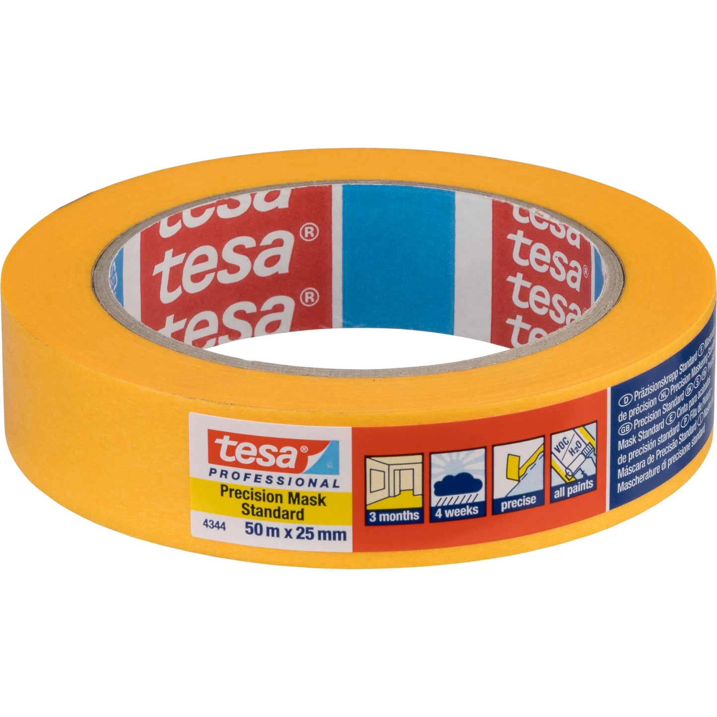 Tesa Masking Tape 50m x 25mm Stand.Prec. yellow 04344