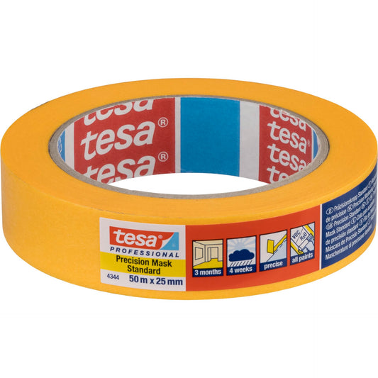 Tesa Masking Tape 50m x 25mm Stand.Prec. yellow 04344