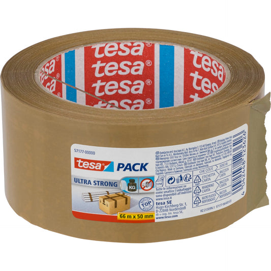 Tesa Packaging Tape 66m x 50mm Ultra strong brown 57177