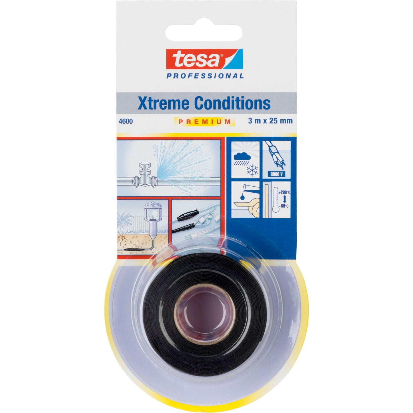 Tesa Silicone Tape 3m x 25mm Prem. Prof.Xtr.Cond.black 04600