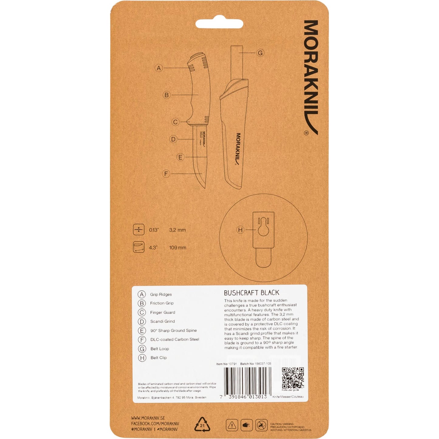 Morakniv Bushcraft Outdoor Knife Black Blade