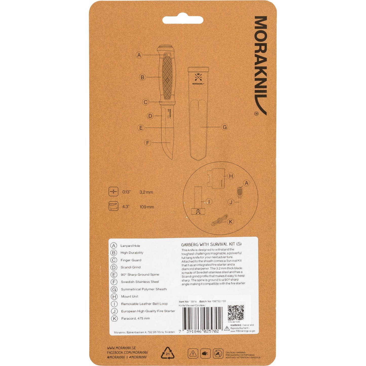 Morakniv Garberg Black Knife incl. Survival-Kit