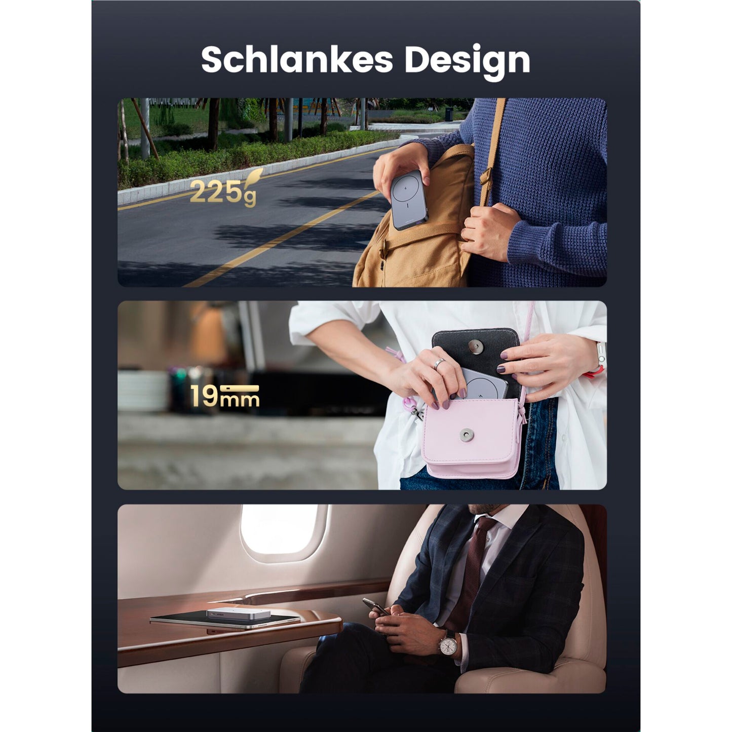 UGREEN 10000mAh Mini Powerbank Wireless 20W with MagSafe grey