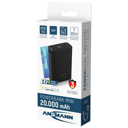 Ansmann Powerbank PRO 20.000 mAh USB-A+C Port 22,5W bl. 1700-0155