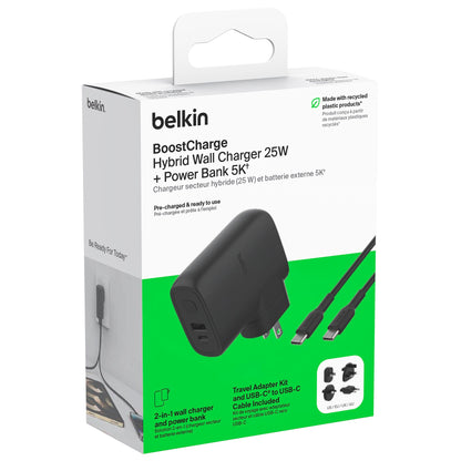 Belkin BOOST Charge Hybrid Dual Charger +Powerbk.BPZ003bt1MBK-B6