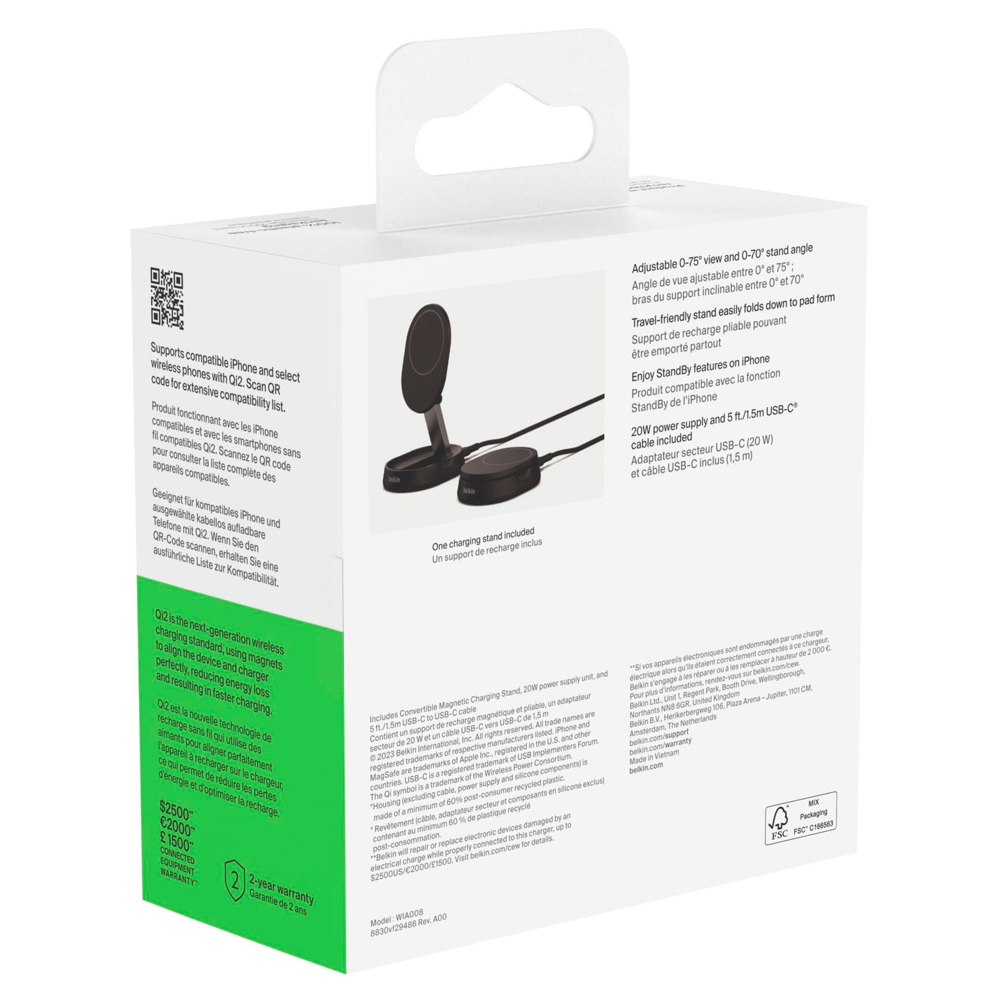 Belkin BOOST Charge Pro Qi2 15W magnetic Charger bla. WIA008vfBK