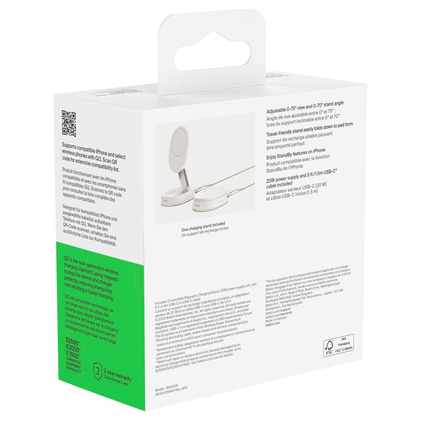 Belkin BOOST Charge Pro Qi2 15W magnetic Charger whi. WIA008vfWH