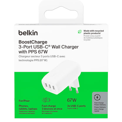 Belkin BOOST Charge USB-C 67W 3 x USB-C, PPS, white WCC002vfWH