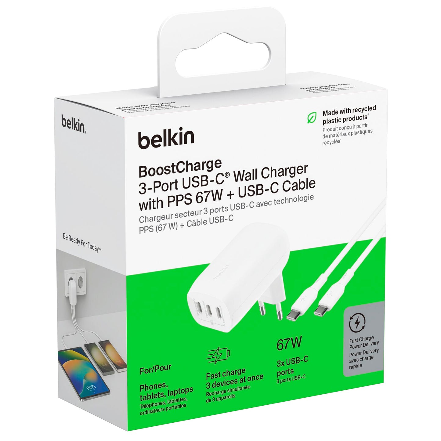 Belkin BOOST Charge USB-C 67W 3xUSB-C + Cable WCC002vf2MWH-B6