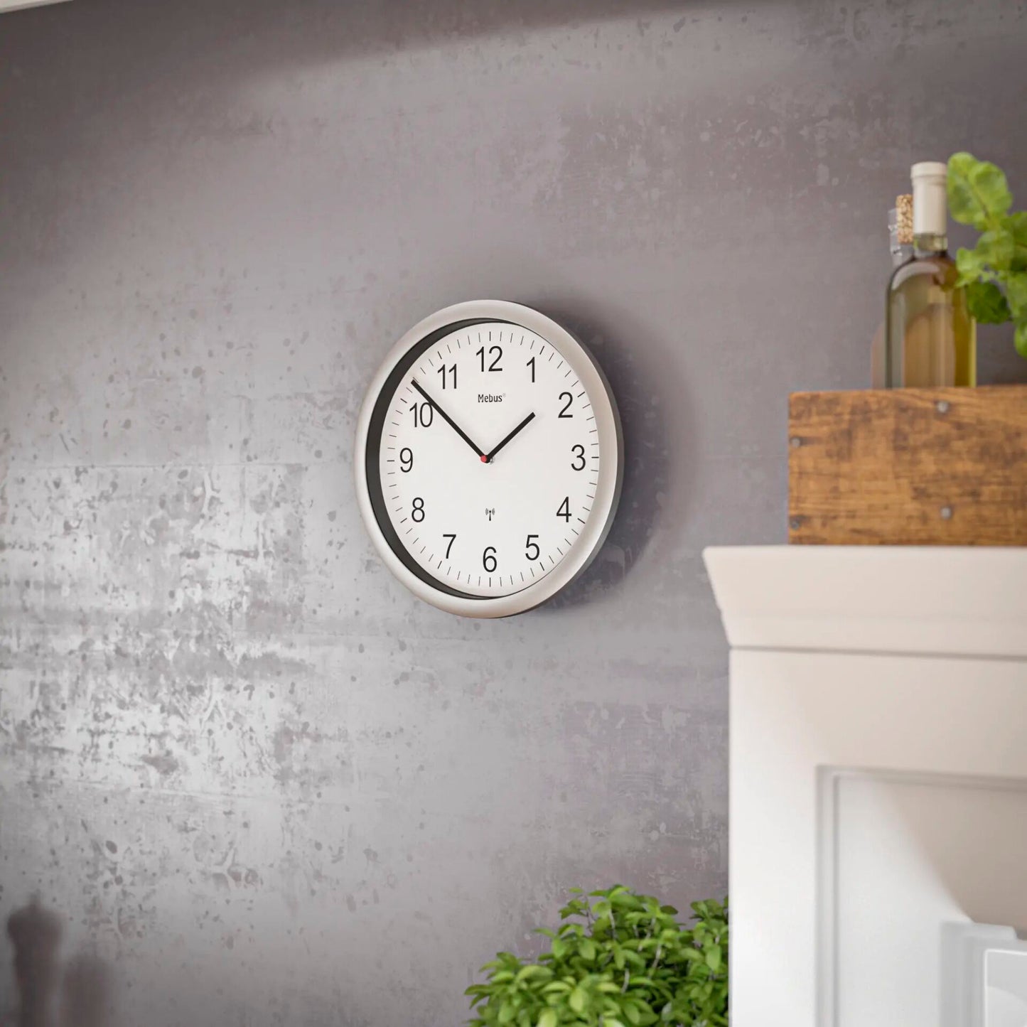 Mebus 19809 radio wall clock white/silver