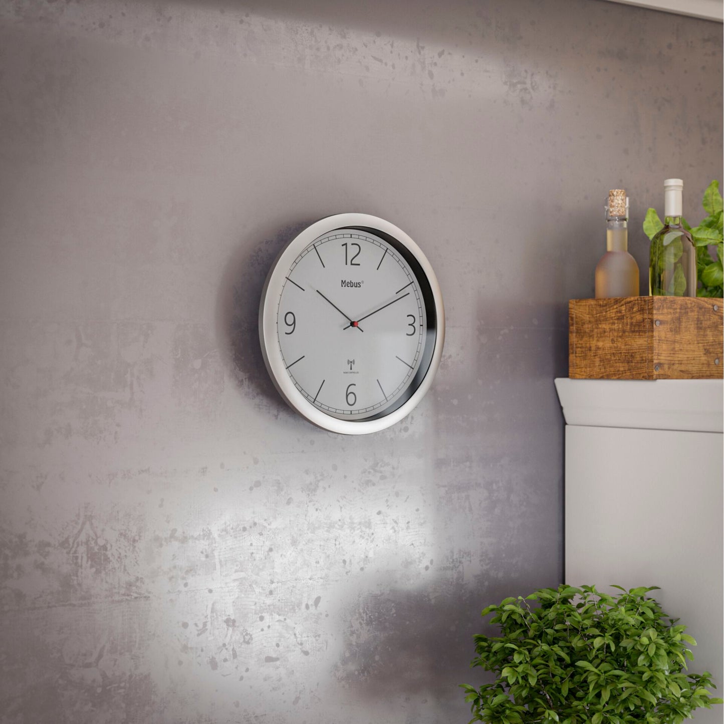 Mebus 19810 radio wall clock grey/silver