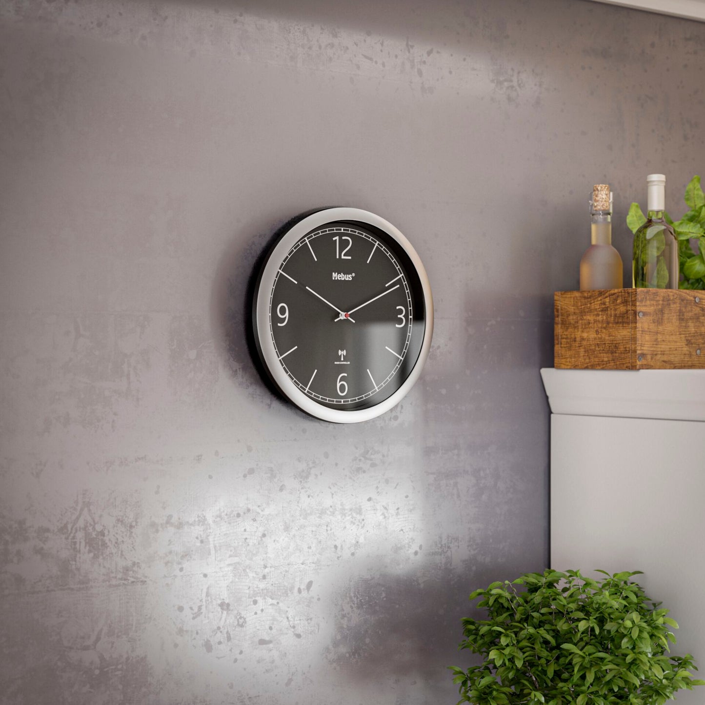 Mebus 19813 radio wall clock black/silver