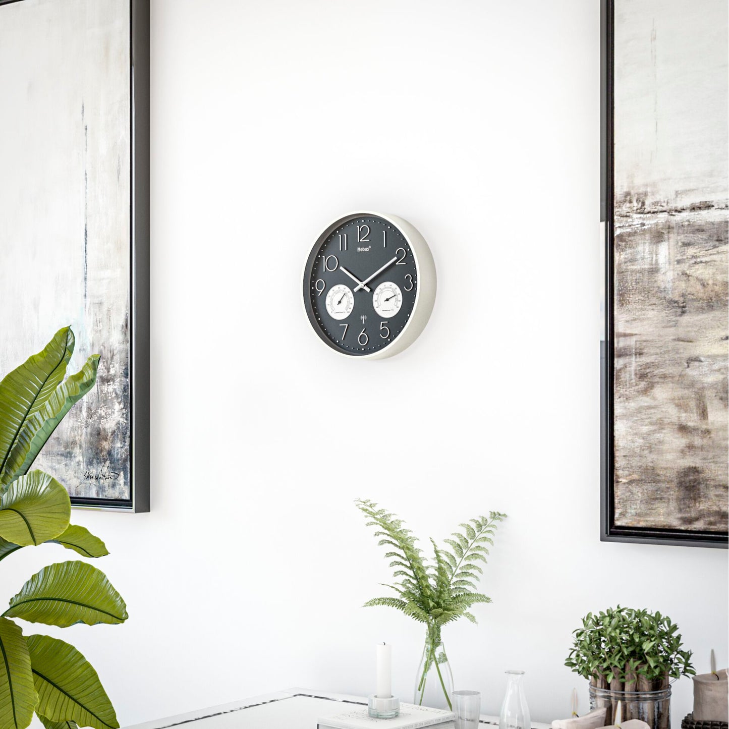 Mebus 12988 radio wall clock with Thermo-Hygrometer