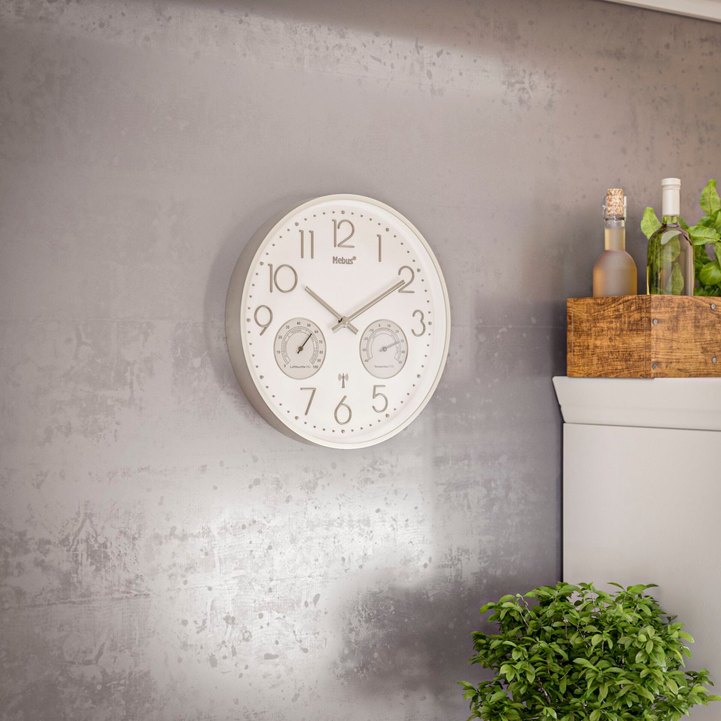 Mebus 12989 radio wall clock with Thermo-Hygrometer