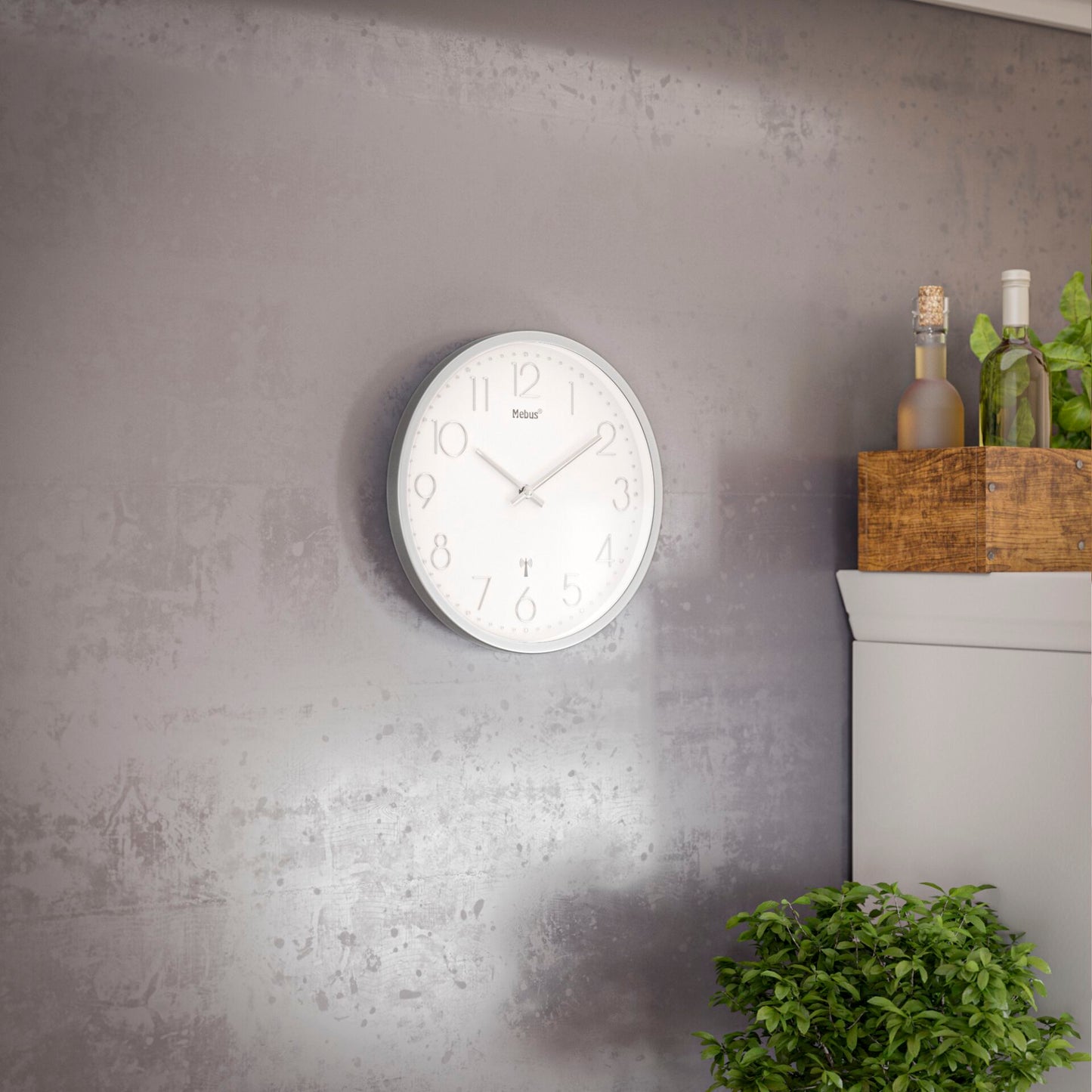 Mebus 19776 radio wall clock Silver/white