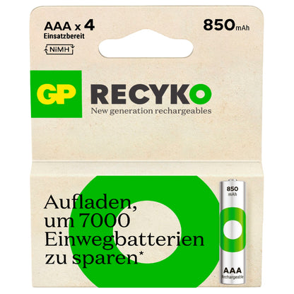 1x4 GP ReCyko NiMH Batteries AAA 850mAH, ready to use