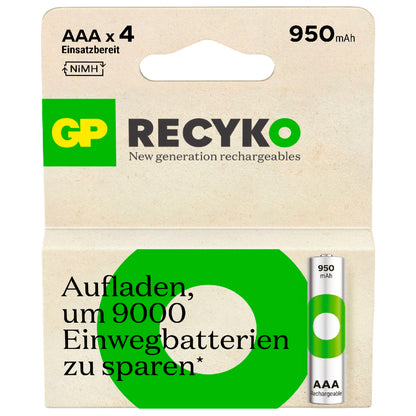 1x4 GP ReCyko NiMH Battery AAA 950mAH, ready to use