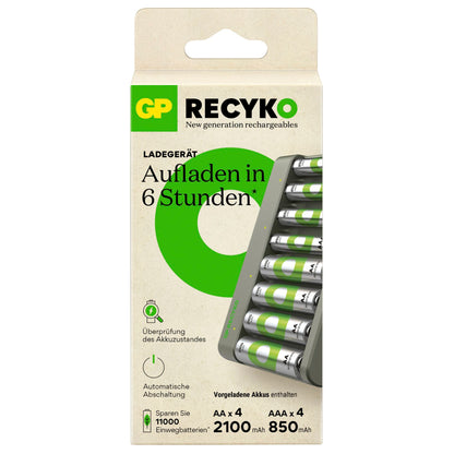 GP ReCyko E821 8-fold Round Bat. Charger+4xAA 2100mAh/4xAA 850mAh