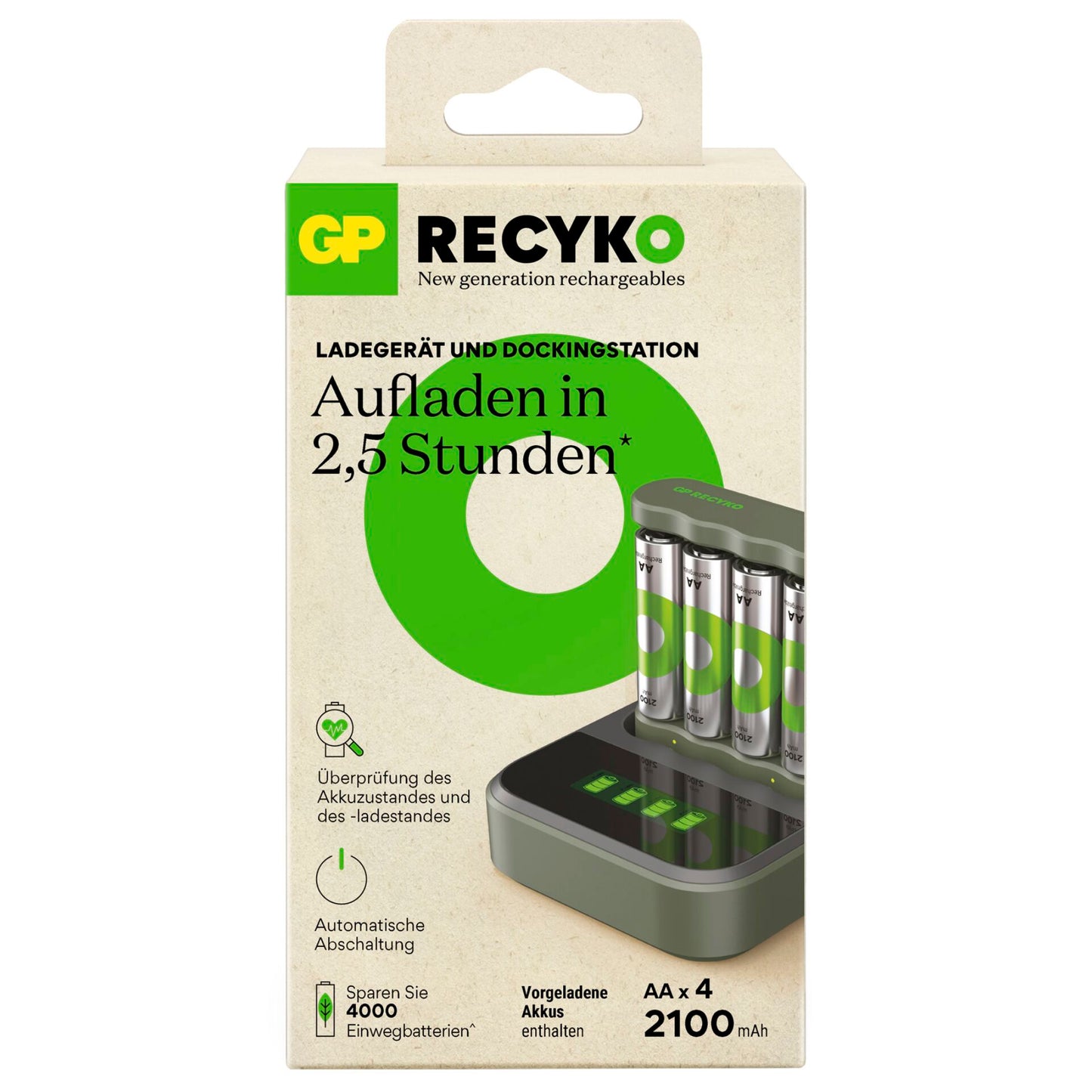 GP ReCyko B441 4-fold LCD-Model Docking St. + 4x AA NiMh 2100mAh