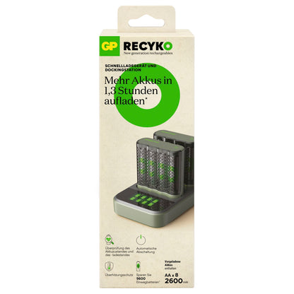 GP ReCyko M452 8-fach LCD-Model Docking St. + 4x AA NiMh 2600mAh
