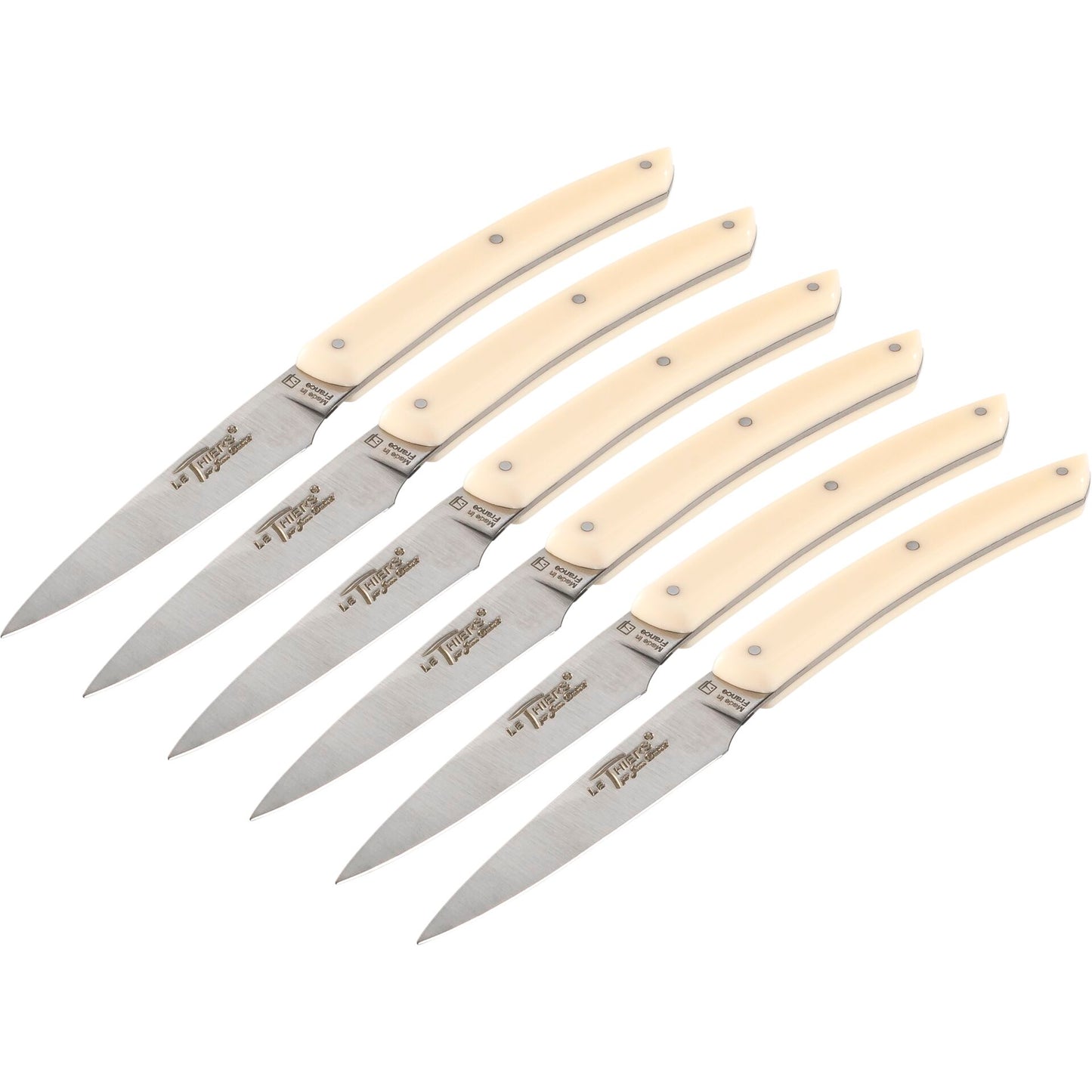 Laguiole Jean Dubos Knife Set 6 pcs., Acrylic Ivory