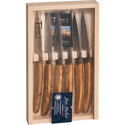 Laguiole Jean Dubost Knife Set 6 pcs., olive wood