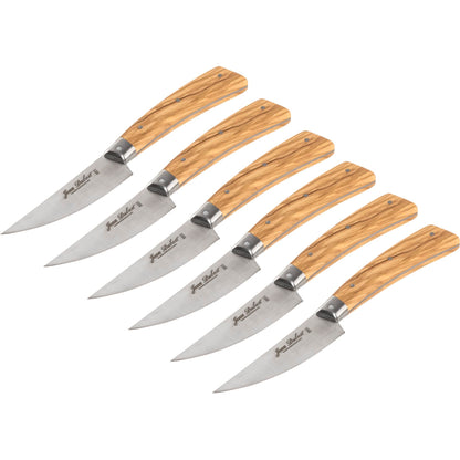 Laguiole Jean Dubost Steak Knife Set 6 pcs., olive