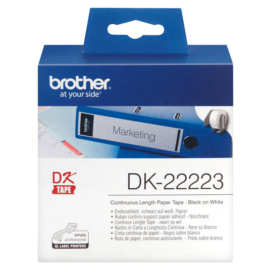 Brother Continuous Length Paper Tape, black on white    DK-22223