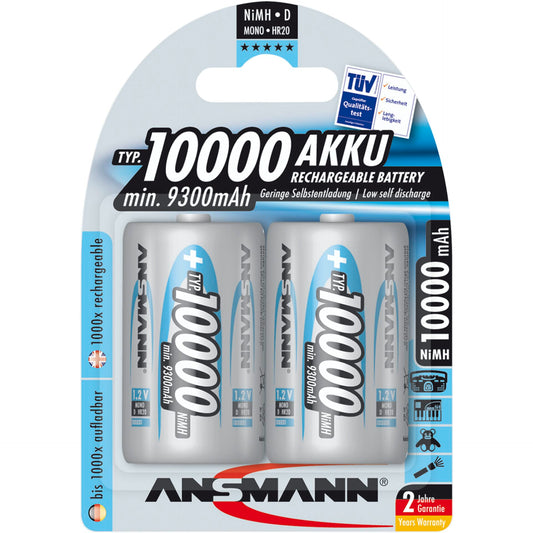 1x2 Ansmann NiMH rech.bat. 10000 Mono D 9300 mAh     5030642